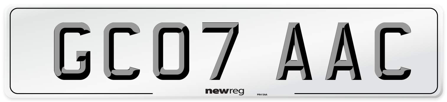 GC07 AAC Number Plate from New Reg